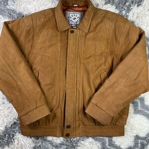 Pelle Sport Leather Bomber Jacket Men's L Brown Quilted Lined Vintage Distressed